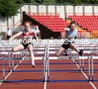 Under-13 girls 75 metres hurdles at the North Eastern Championships, Gateshead International Stadium.  Photos: David T. Hewitson/Sports for All Pics